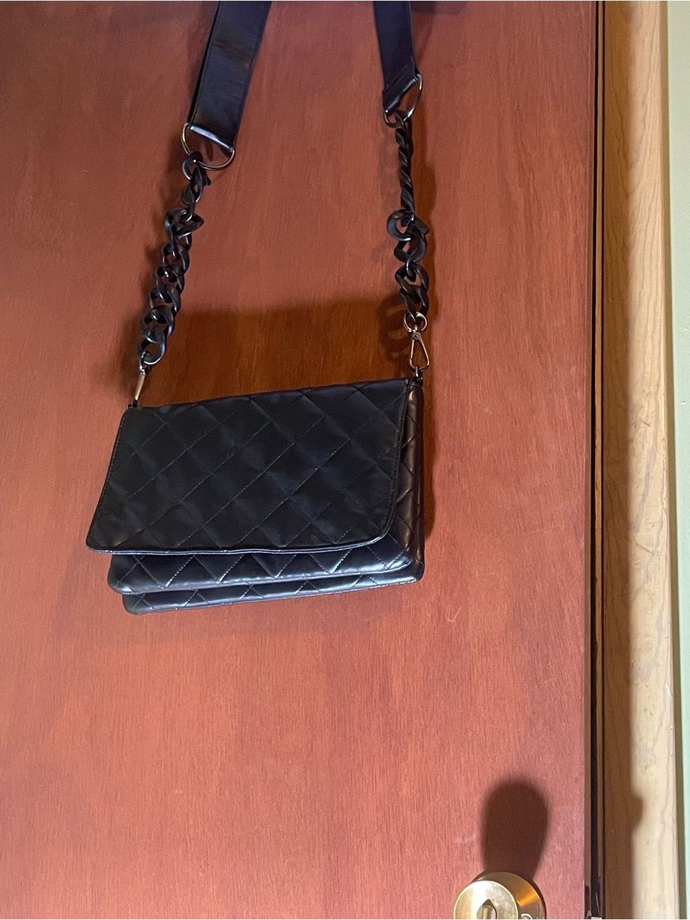 Quilted Black Crossbody Bag with Chain Strap. Expensive Designer.